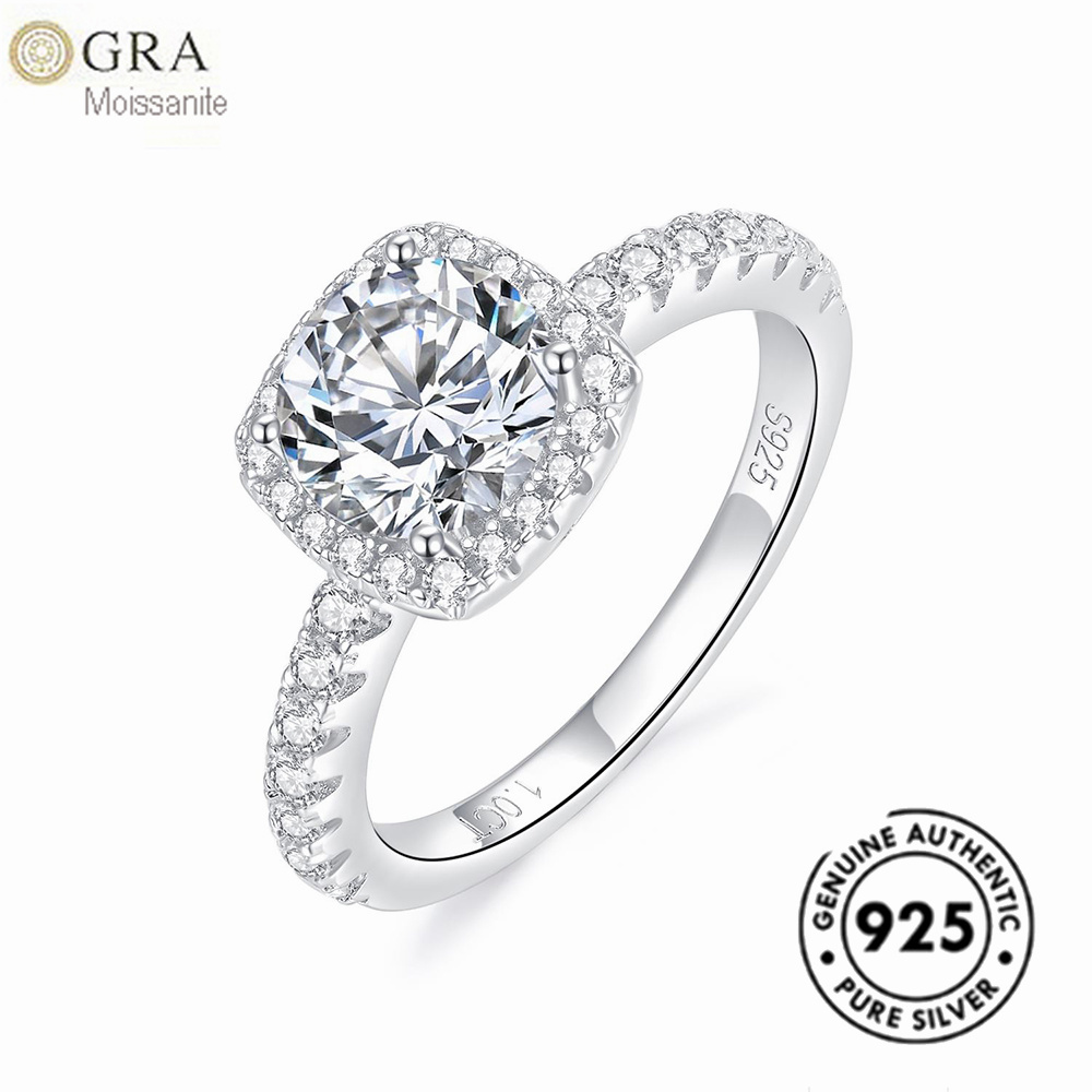 

Factory Direct Sale Italian Finger Ring Authentic Solid 925 Sterling Silver Jewelry Moissanite Diamond 0.5ct To 3ct 1pc A Lot Ready