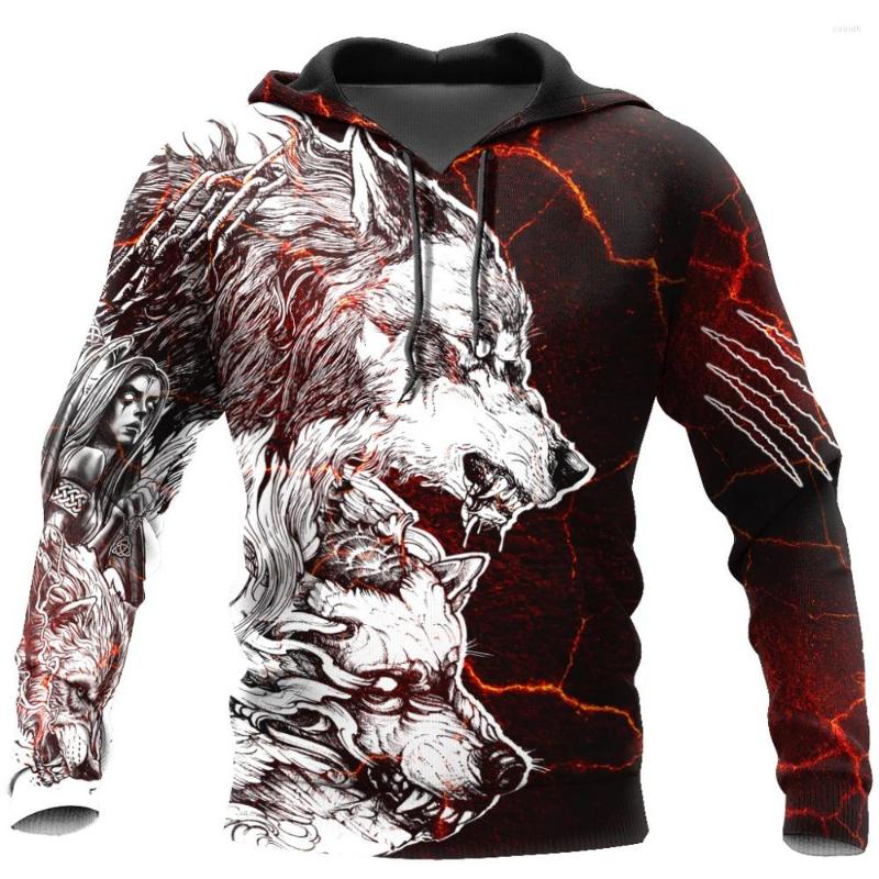 

Men' Hoodies Autumn Winter Fashion Tattoo Thunder Wolf 3D Full Printing Sweatshirt Unisex Harajuku Casual Zip Jackets