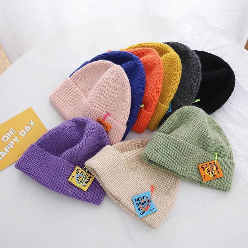 

Beanies Beanie/Skull Caps Children's Autumn And Winter Knitted Fruit Small Daisy Baby Warm Boys Girls Melon Leather Hat Candy Color Woolen