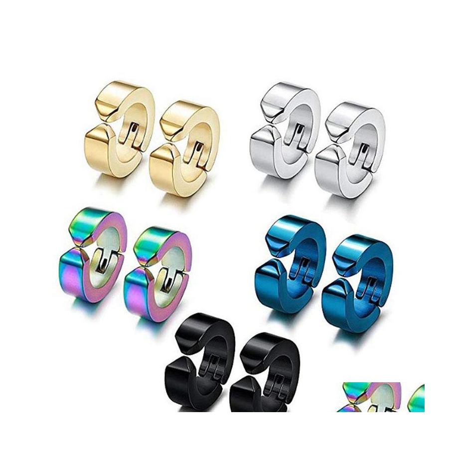 

Ear Cuff Fashion Stainless Steel Earrings For Men Blue Black Gold Clip Non Piercing Punk Earring Jewelry Drop Delivery Otloh