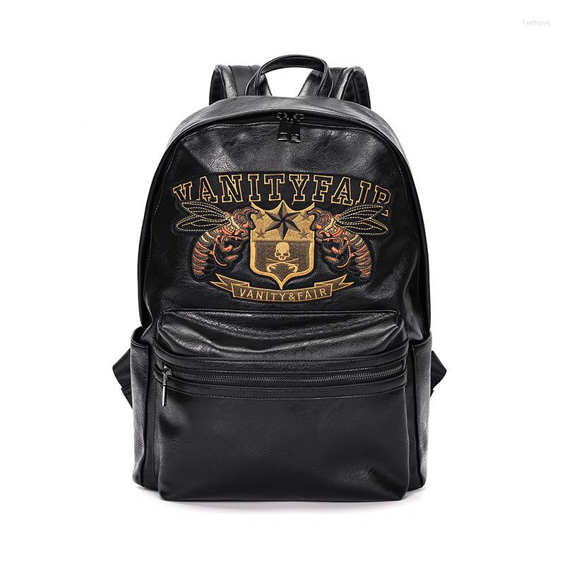 

Backpack Bee Embroidery Men Trendy Luxury Design Backpacks Large Capacity Computer Male School Bag Travel Back, Black