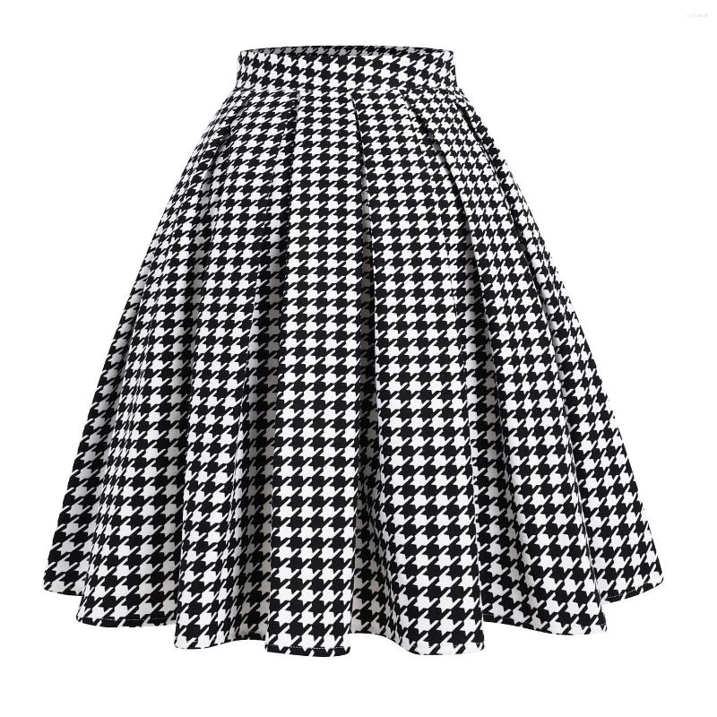 

Skirts NONSAR Autumn Winter Hepburn Style Retro Puffy Pleated Skirt Women Fashion Large Swing, Black
