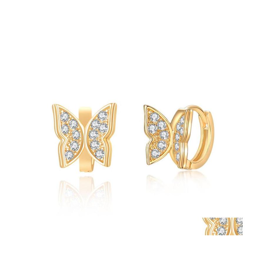 

Hoop Huggie Butterfly Earrings Sier Gold Plated Ear For Women Elegant Sweet Korea Design Drop Delivery Jewelry Otyis