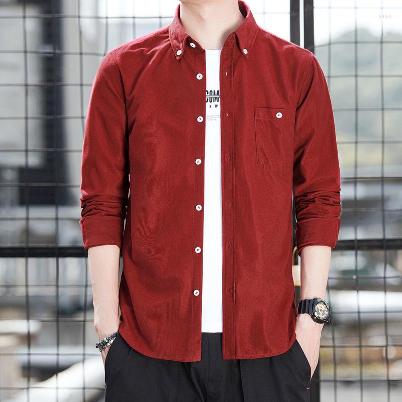 

Men' Casual Shirts Men' Clothing Solid Color Single-breasted All-match Turn-down Collar Stylish Pockets Spring Autumn Slim, Black