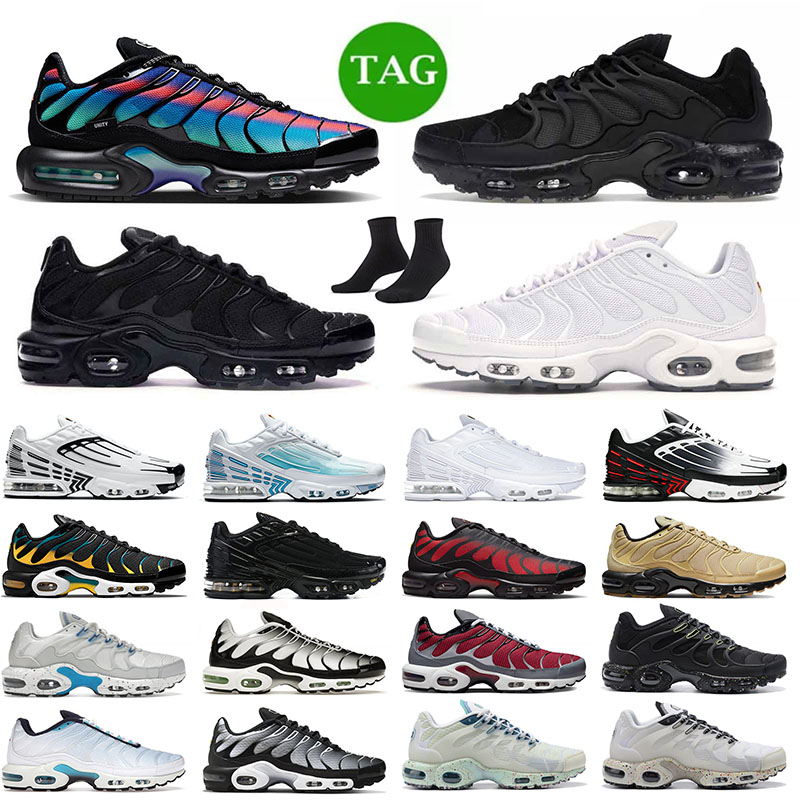 

2023 Tn Plus 3 Running Shoes Run Tns Mens Womens Terrascape Unity Triple Black White Gold Bullet Hyper Blue Gold Symbol Trainers Designer Sneakers EUR 36-46, 40-46 worldwide