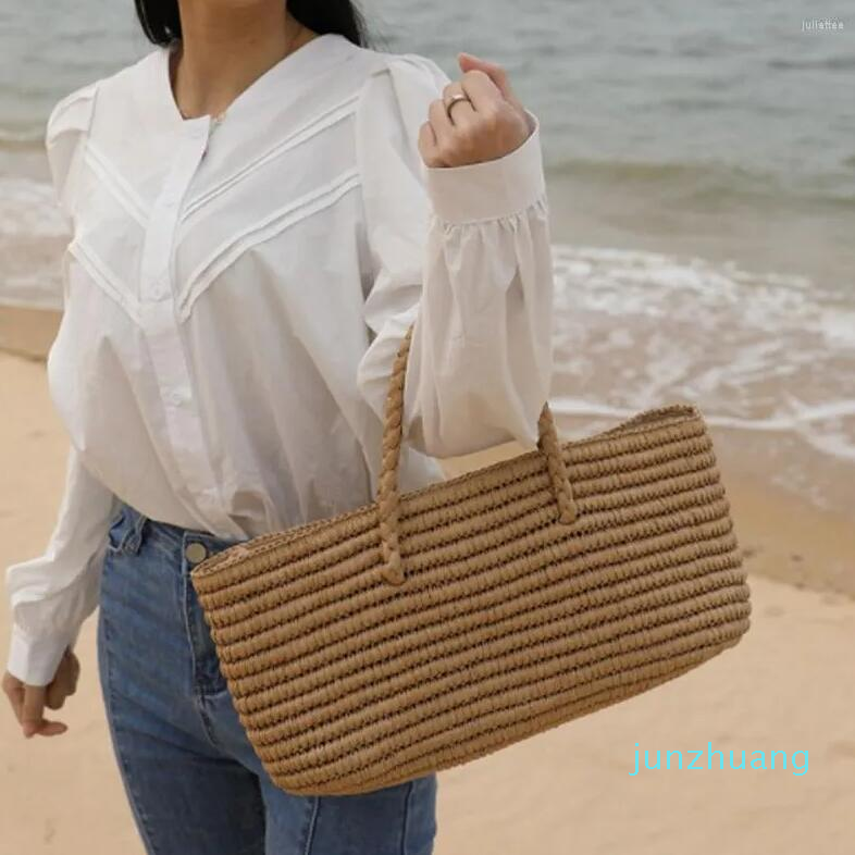 

Evening Bags Style Straw Bag Hand-made Woven Portable Vegetable Basket Women's Large Capacity Summer Beach 956, Khaki