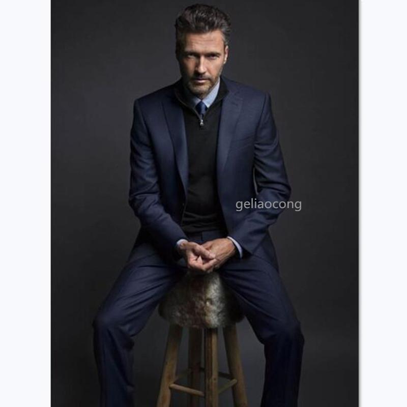 

Men's Suits & Blazers Fashion Men For Wedding Navy Blue Man Blazer Groom Tuxedo 2 Piece Coat Pants Slim Fit Terno Masculino Costume HommeMen, Same as picture