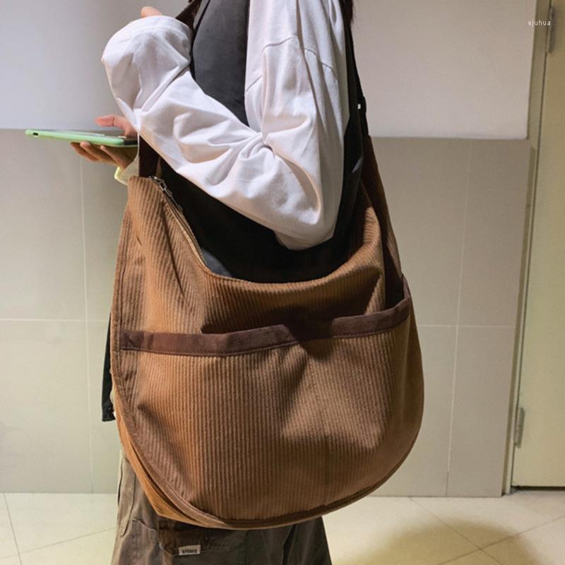 

Evening Bags For Women's Corduroy Shoulder Bag Female Retro Solid Color Dumplings Shape Crossbody-bags Casual Shopping Handbag, Black