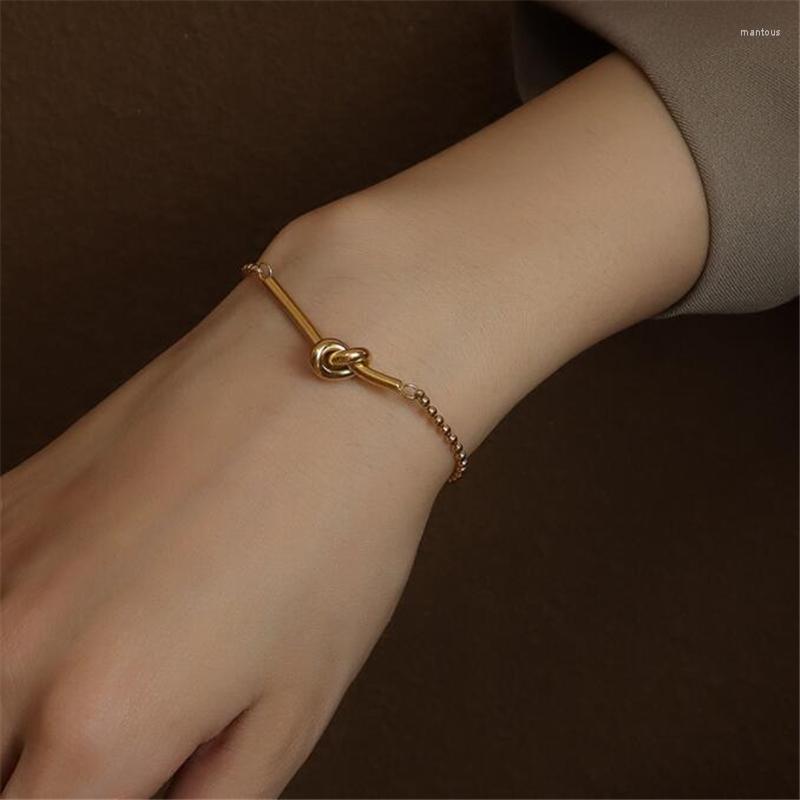 

Link Bracelets Trendy Lucky Heart Knot For Women Gold Color Plated Chain & Bangles Girls Party Jewelry Gifts