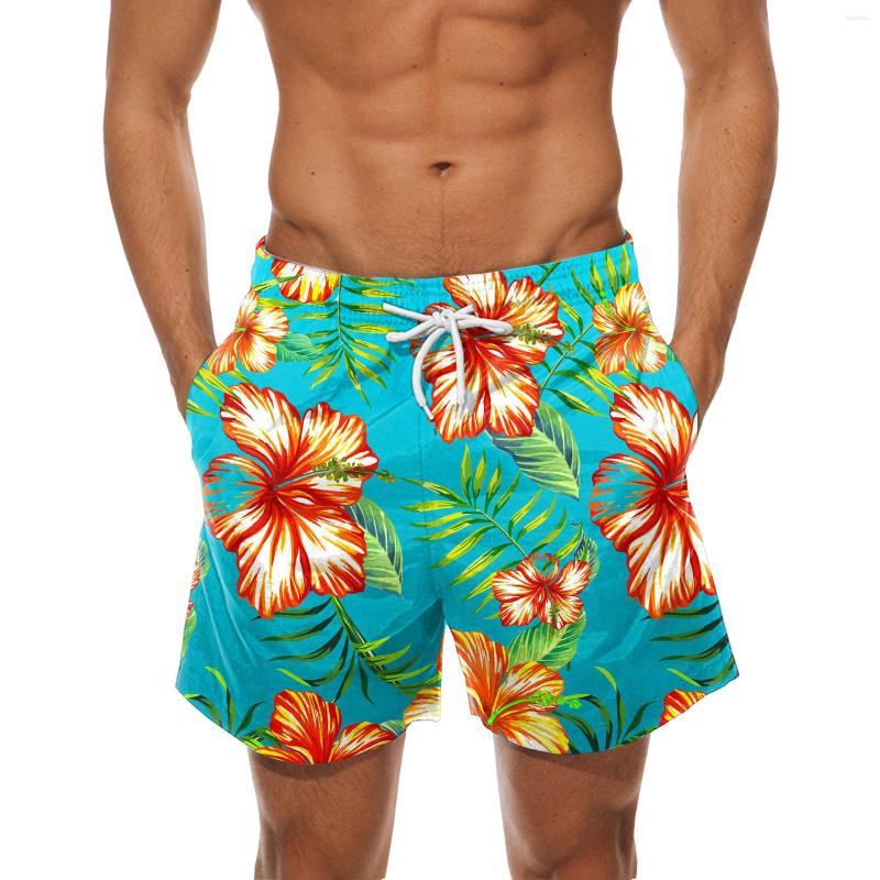 

Men's Shorts Swimwear Summer Men's Tropical Floral Print Swim Trunks Short Quick Dry Sexy Men Beach, Green