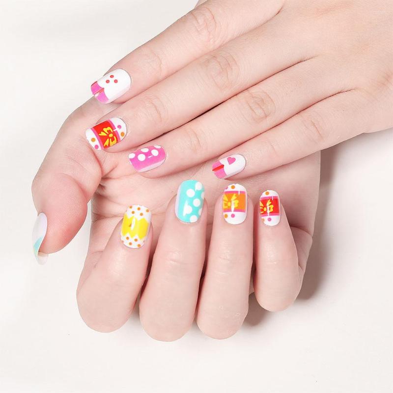 

False Nails LULAA 24PCs Cartoon Crown Fake Nail Press On Art Children's Eco-friendly Acrylic Tips Fashion Fingernail