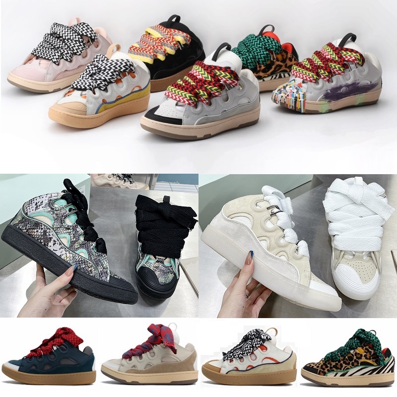 

wide Lace-up shoes extraordinary sneaker Leather Curb sneakers mens womens nappa calfskin shoe Rubber flat platform 35-46, 18 35-40