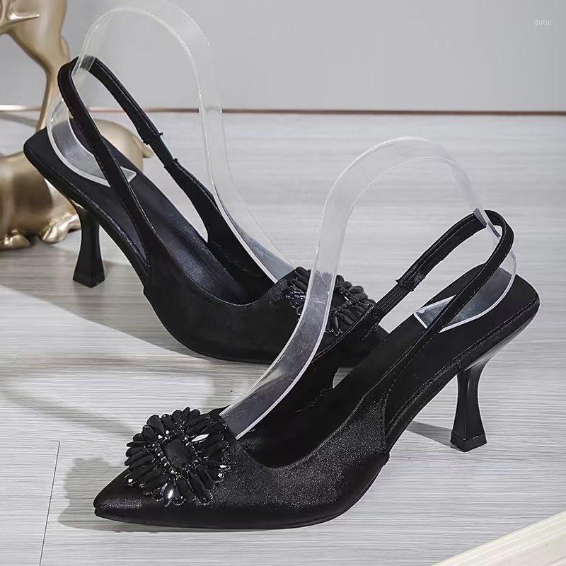 

Dress Shoes Designer Sandals Crystal Square Buckle Summer Slip-on Comfortable High Heels Wedding Bride Casual, Black