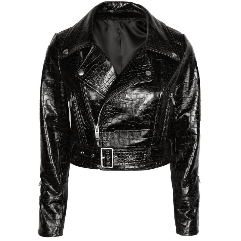 

Women' Leather & Faux Spring Ladies Top Real Crop Jacket WomenWomen, Black