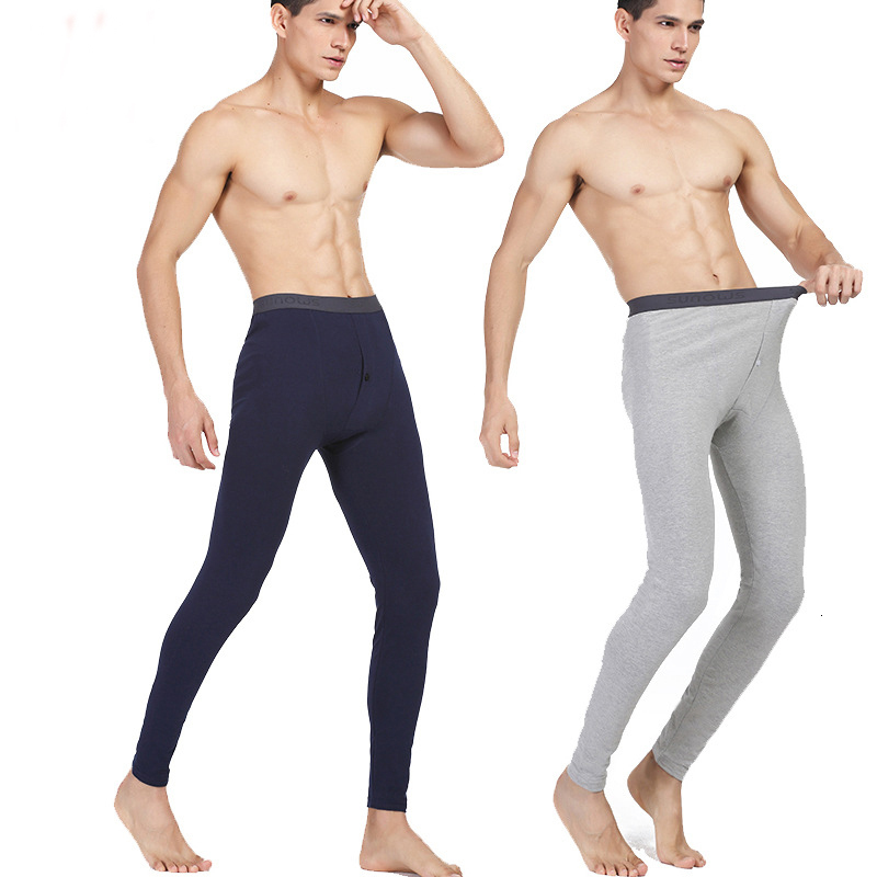 

Men's Thermal Underwear Plus Size L3XL Elastic Warm Long Johns thermal Brand Male Winter Lycra Or Cotton Thermo underwear Button 230202, Navy