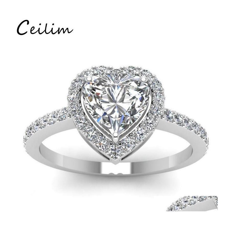

Cluster Rings Fashion Zircon Heart Shaped Wedding For Women Engagement Fit 6 To 10 Jewelry Party Gift Drop Delivery Otcf4