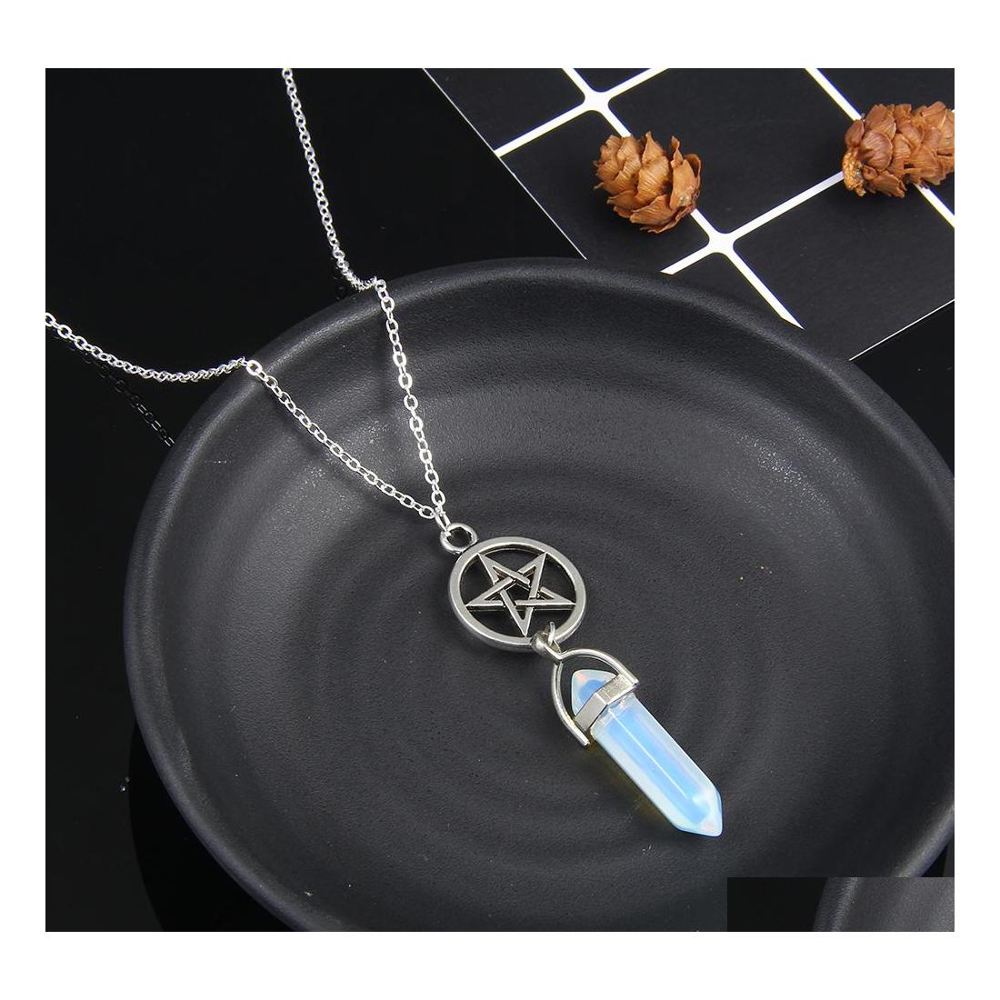 

Pendant Necklaces Natural Stone Necklace Women Healing Point Chakra Turquoise Crystal Quartz Handmade Jewelry Drop Delivery Pendants Otcus