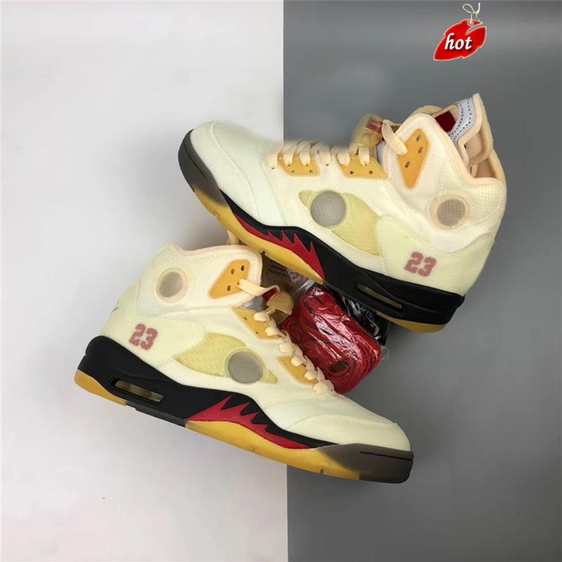 

Shoes Release Authentic 5 High Off Sail Men White Fire Red-Muslin-Black Yellow Metallic 5S Footwear Original294Q, Bubble wrap packaging