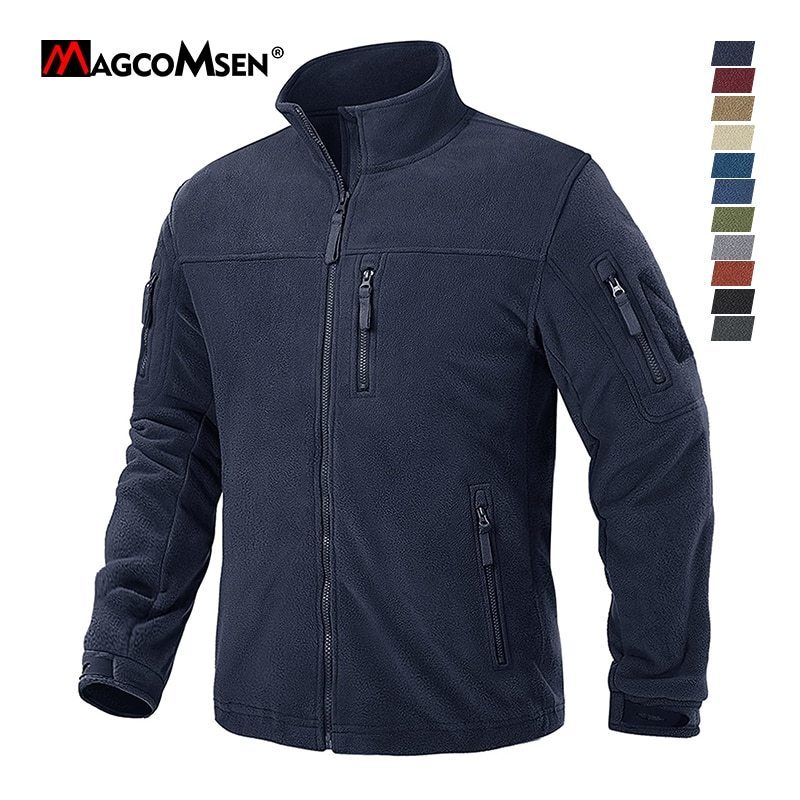 

Men's Jackets MAGCOMSEN Fleece Tactical Jacket Winter Stand Collar Multi Pockets Military Field Outerwear Outdoor Work Warm Coat 230202, Beige