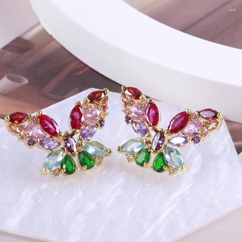 

Necklace Earrings Set Flash Zircon Smart Flying Butterfly Colorful Beautiful Romantic Designer Fairy Fashion Earring Elegant Women Insect, Picture shown