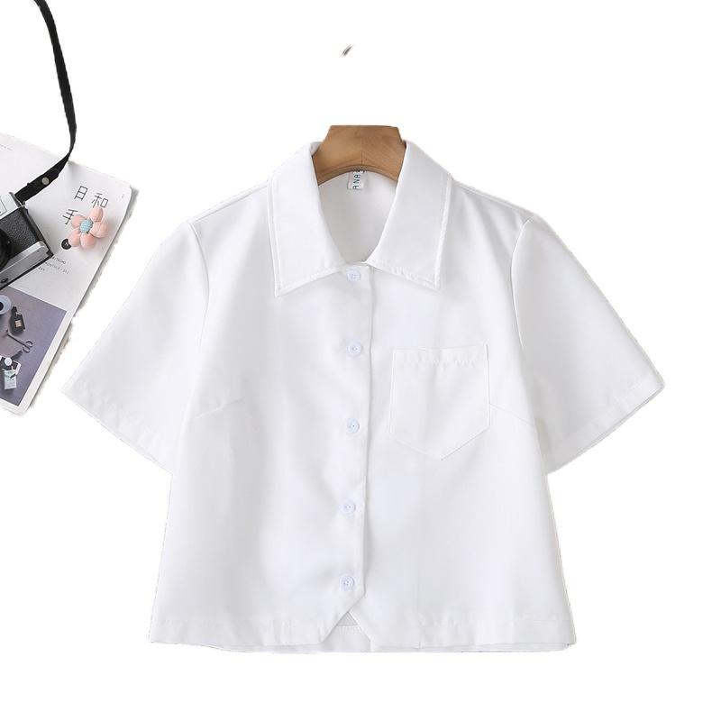 

Women's Blouses & Shirts JK Uniform Shirt Short Sleeves In The Summer Of 2023. Students' College Style Tops Have A Small Sense Design, White