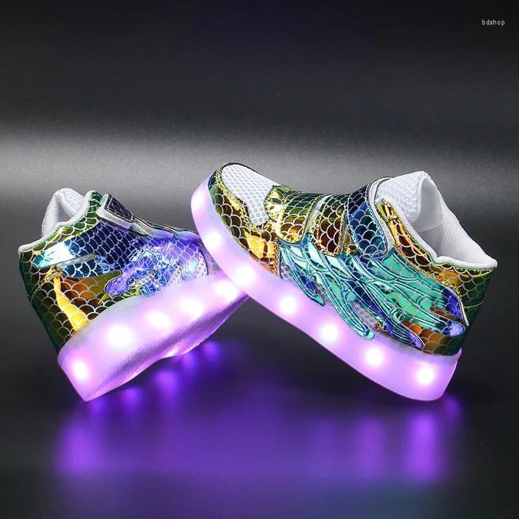 

Athletic Shoes Baby Girl Classic Wings Outdoor Colorful Glowing Kids Casual Boys Autumn Breathable Sports High-top Toddler Sneakers, Blue