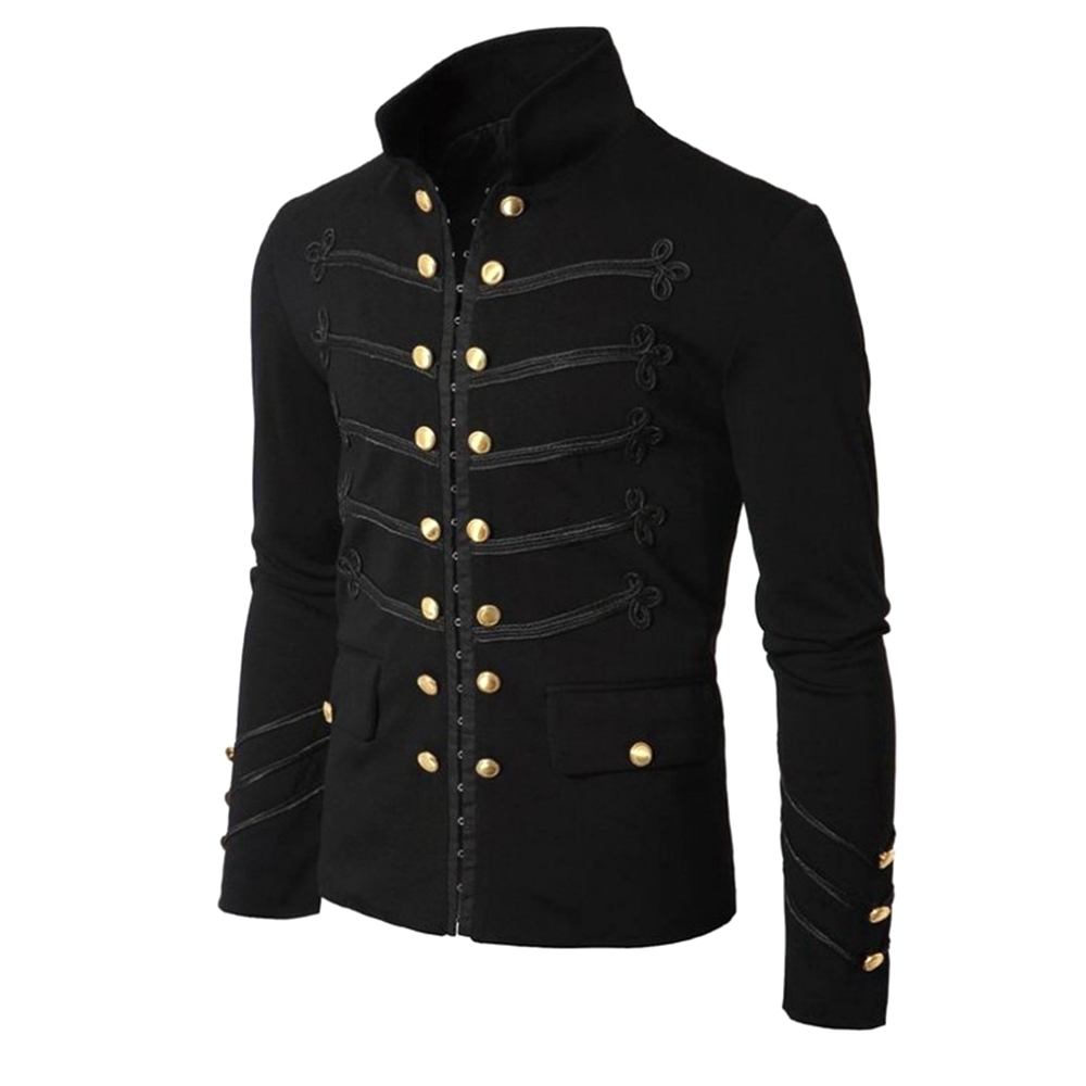 

Mens Jackets Steampunk Men Gothic Clothing Military Medieval Vintage Jacket Stand Collar Rock Frock Coat Retro Punk 230203, Black jacket