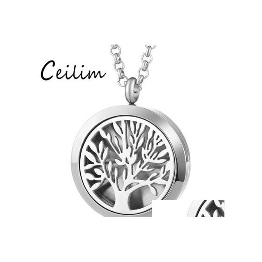 

Pendant Necklaces 316L Stainless Steel Per Aroma Locket 30Mm Necklace Magnetic Tree Of Life Lotus Mom Love Charm Without Felt Pads D Otfpg