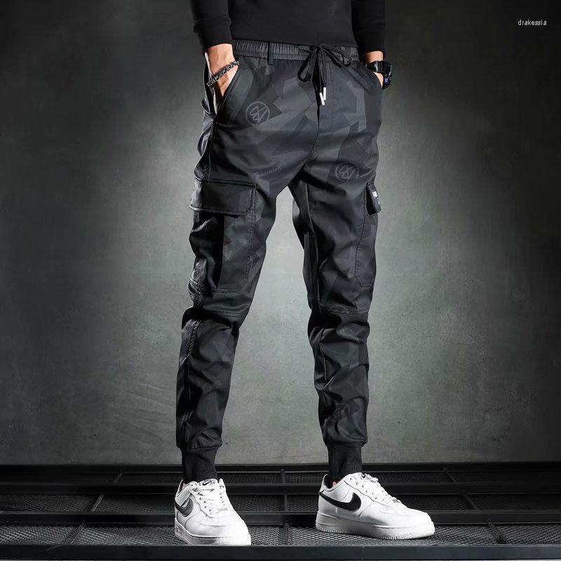 

Men's Pants Hip Hop Harajuku Trousers Male Men Cargo Streetwear Casual Camouflage Jogger Tactical Military TrousersMen's Drak22, Black