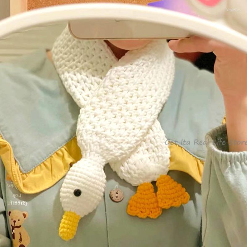 

Scarves Handmade Duck Scarf Women Kawaii Cross Knit Ring Neck Autum Winter Thicken Cute Girls Cartoon Collar Wrap H304