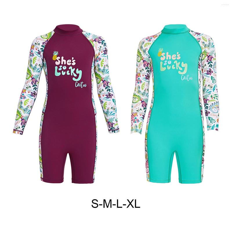 

Women's Swimwear Kid Wetsuit Sun Protection Girls Swimsuit For Outdoor Swimming, Violet medium