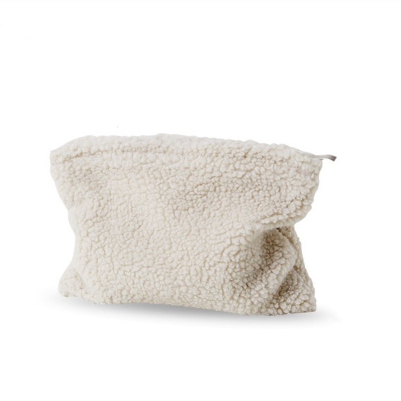 

Cosmetic Bags Cases 1 Pc Winter Warm Lambswool Makeup Bag Women Solid Color Soft Fur Cosmetic Bag Travel Female Make Up Storage Organizer Handbag 230203, Milky white