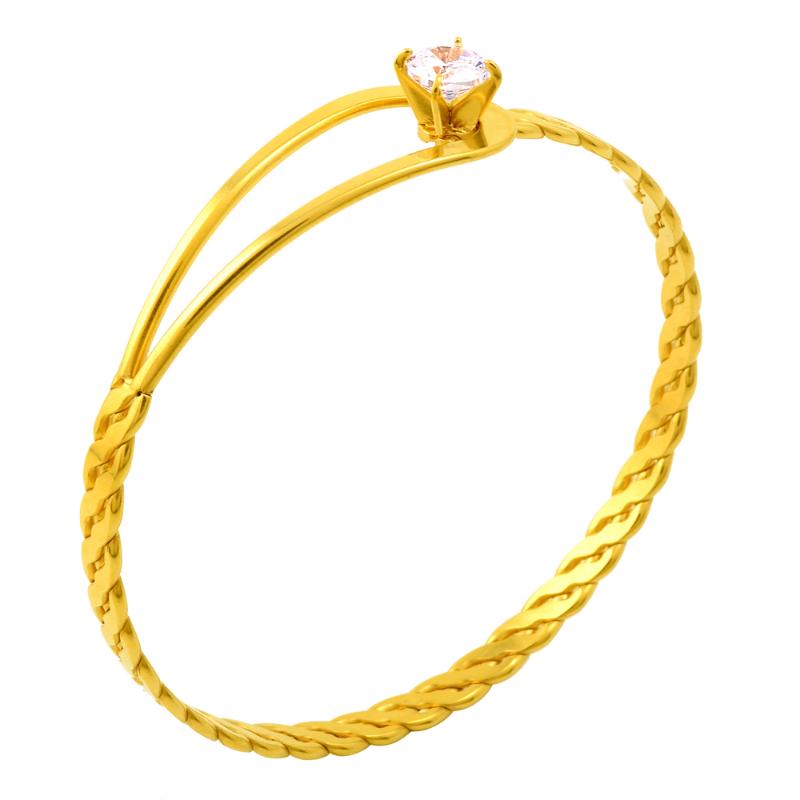 

Bangle Fashion Jewelry For Women Shiny CZ Bracelet Custom Charm Stainless Steel Heavy Chain Twisted Bangles