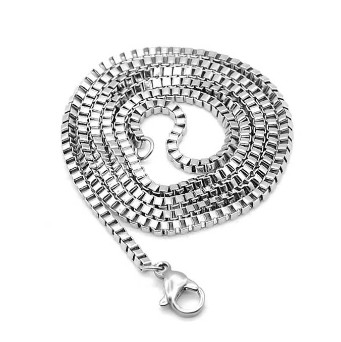 

Stainless Steel Box Chain Necklace DIY Jewelry Findings Making Men Women Wholesale Link Chains Accessories 1.5mm 2mm 2.5mm 3mm