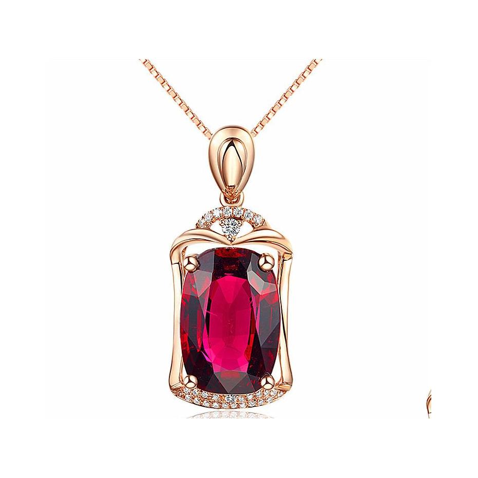 

Pendant Necklaces Tourmaline Ruby Necklace Temperament Trend Big Naked Stone Rose Gold Sier Drop Delivery Jewelry Pendants Dh1Fh
