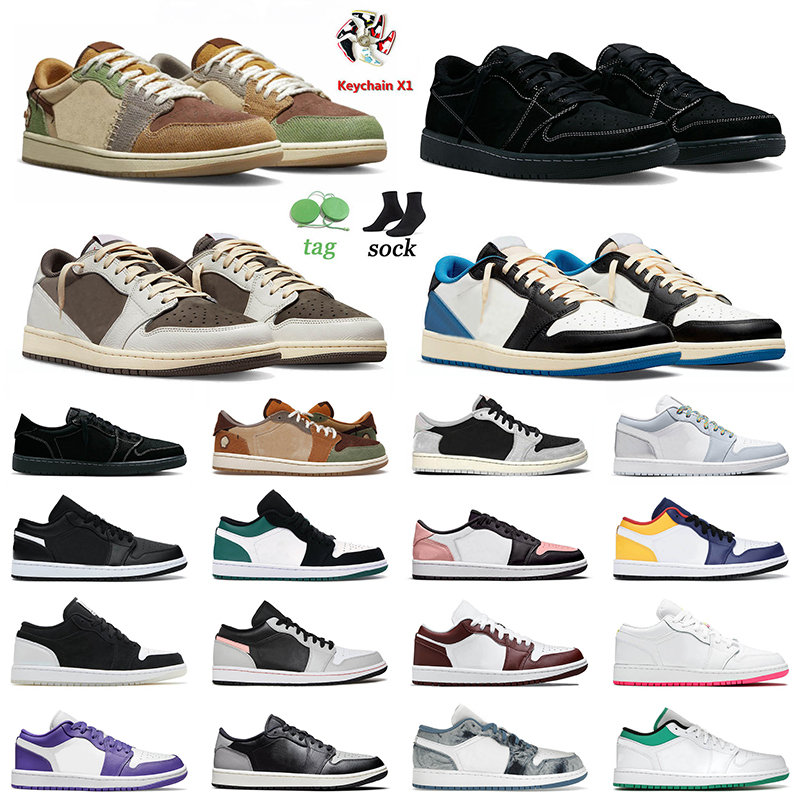 

2023 Arrival Basketball Shoes Jumpman 1 Low Black Phantom Reverse Mocha Fragment TS Voodoo Paint Splatter Shadow Toe Concord Atmosphere Grey Mens Women Sneakers, A28 atmosphere grey 36-45
