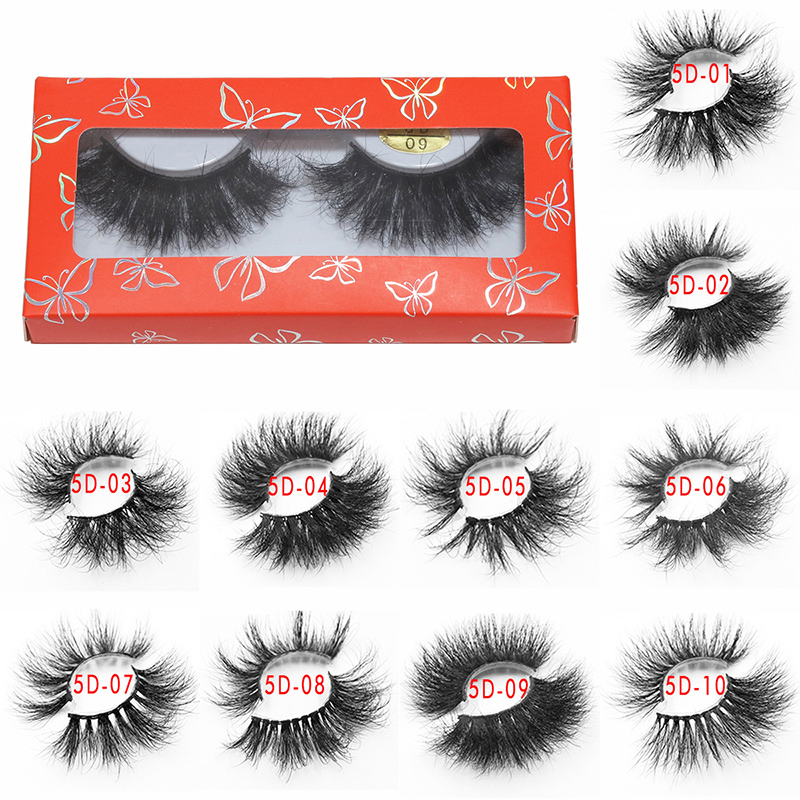 

Wholesale Fluffy 5D Mink Eye Lashes Crossy Long Thick 3D Volume False Eyelashes with Cardboard Box