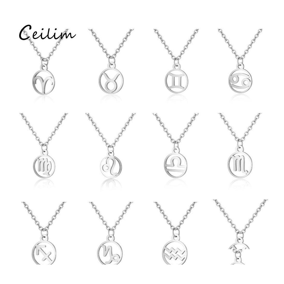 

Pendant Necklaces 1Pc Zodiac Necklace Constellation Sign Sier Chain For Women 12 Constellations Jewelry Gift Wholesale Drop Delivery Otdoy