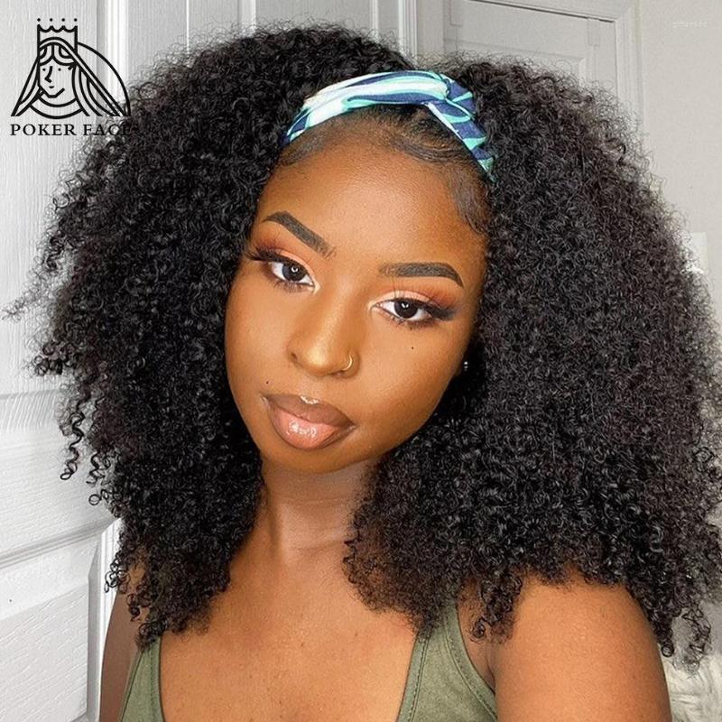 

Poker Face Afro Kinky Curly Headband 180% 200% 220% Density Human Hair Free For Black Women Curl
