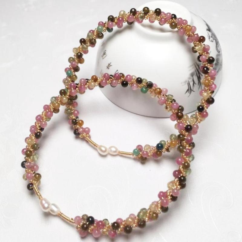 

Bangle Real Tourmaline Beads Bracelet Energy Stone Wire Winding Craft Thin Crystal Quartz Woman Meditation Yoga Healing Jewelry
