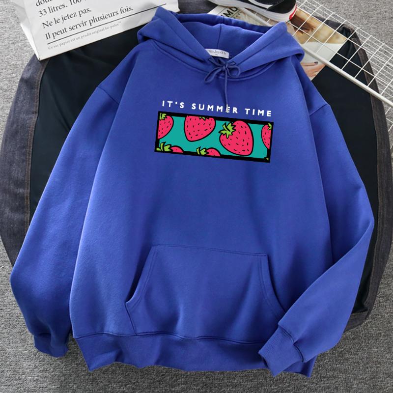 

Women' Hoodies & Sweatshirts IT' SUMMER TIME Strawberry Is Red Female Hooded Autumn Warm Fleece Simple Soft Hoodie Street Casual Pullover, Beige