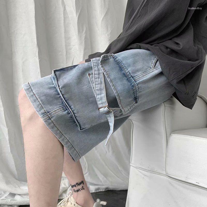 

Men' Pants ZCSMLL Work Clothes Cowboy Shorts Men' Trend Loose Korean Retro Personalized Capris Summer Casual Denim, Navy blue