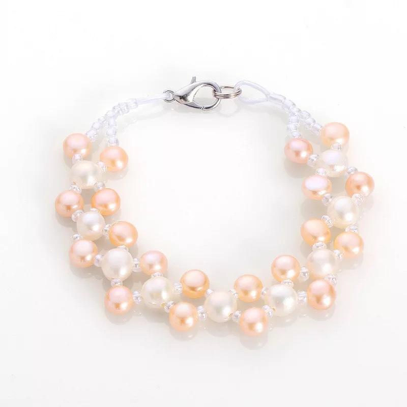 

Link Bracelets Real Pearl Cuff Wrap Beads Natural Freshwater Bangles Handmade DIY Bracelet Jewelry For Girls Gifts Chain