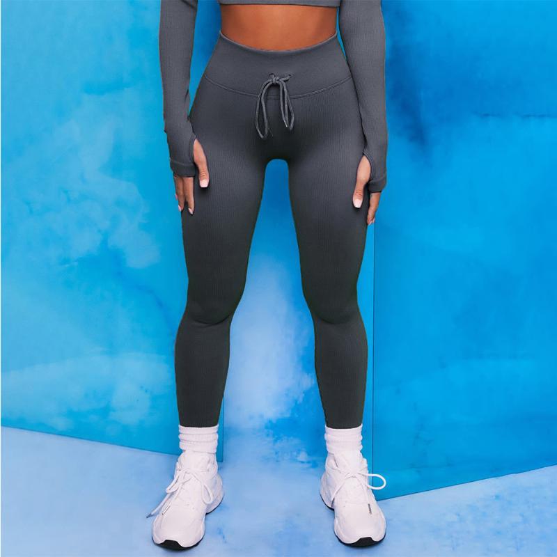 

Yoga Outfit Pants Leggings For Women Fitness Seamless Sports Tights Drawstring Gym Clothing Sweatpants, Blue