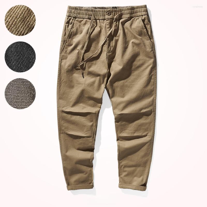 

Men' Pants Elastic Waist Drawstring Workwear Casual Men ' Autumn And Winter Thick Trousers, Black