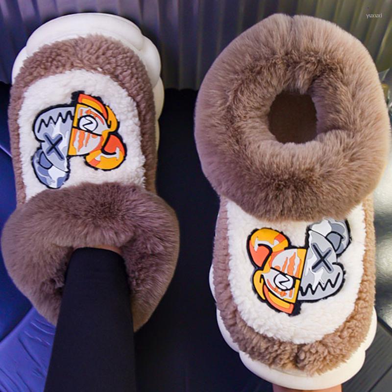 

Slippers Winter Warm Hightop Suede Plush Cotton Shoes Women Thick Bottom Home Non-slip Couple 2023 Outdoor Men Snow Boots, Smx-yellow