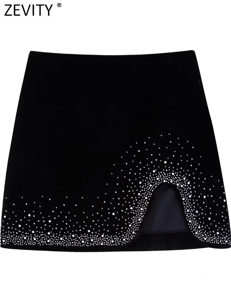 

Skirts Zevity Women Fashion Shinning Sequined Design Irregular Velvet Mini Skirt Faldas Mujer Female Chic Side Zipper Vestidos QUN2663 230202, Bb qun2663hong