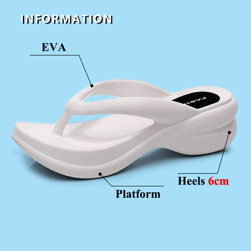 

Slippers Fashion Female Beach Flip Flops Summer Clip Toe Thick Platform Slippers Women Wedges Non-slip Soft Sandals Home Slides 230203, White
