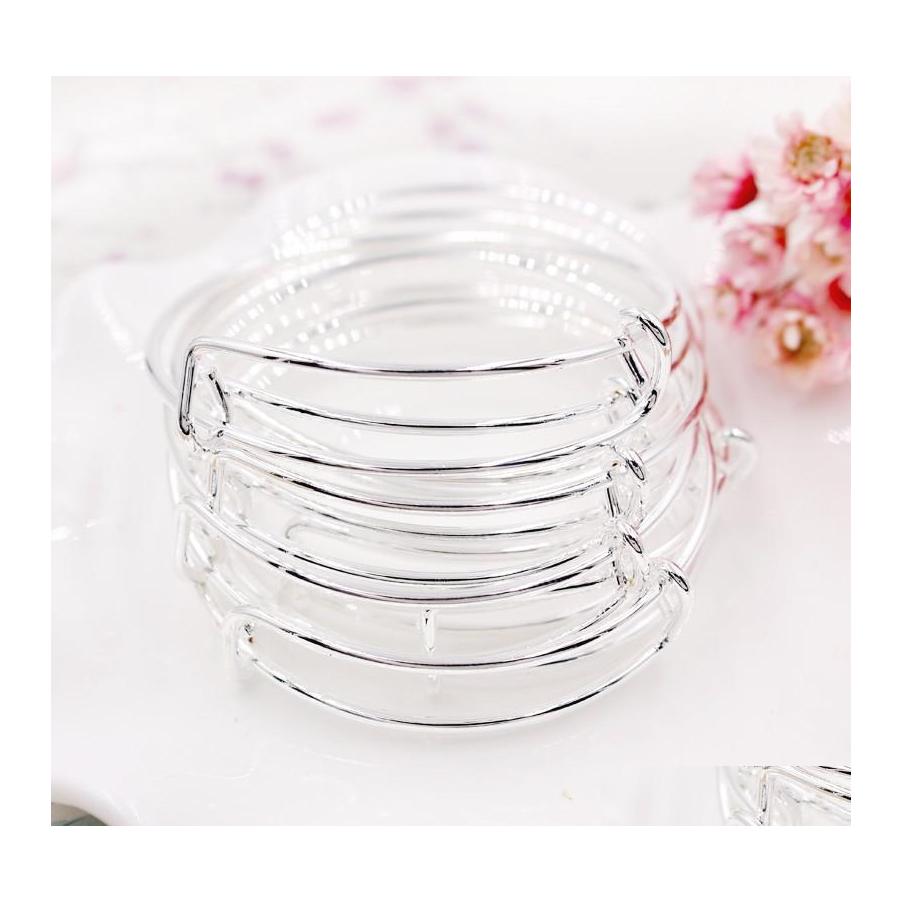 

Bangle Selling Sier Gold Tone Expandable Wire Bracelet For Beading Or Charm Bracelets 100 Pieces/Lot Wholesale Drop Delivery Jewelry Otj8T