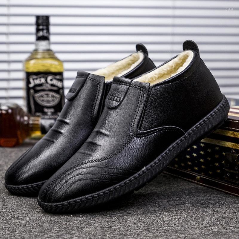 

Boots 2023 Winter Thickened Fleece Thermal Cotton Shoes Men Fashion Comfortable Business Casual Leather Zapatos Hombre, Black